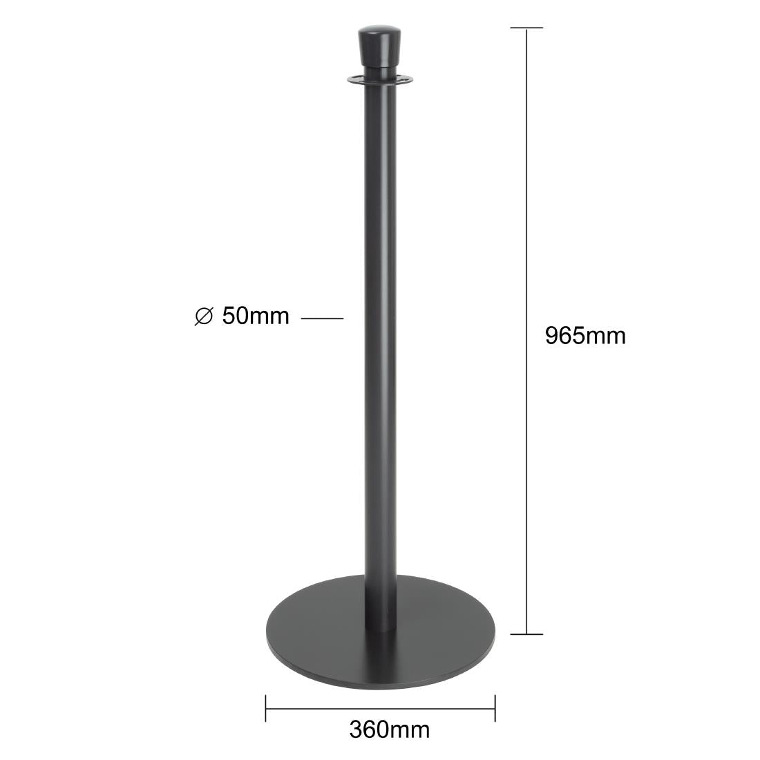 Bolero Flat Base Barrier Posts Black (2 Pack) (Height: 960mm | Pack Quantity: 2) • PAS-GP638