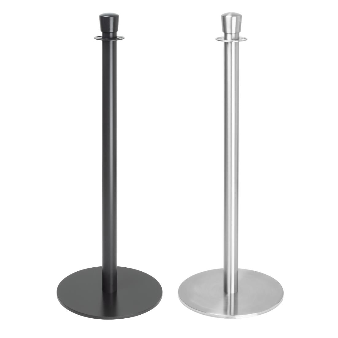 Bolero Flat Base Barrier Posts Brushed Stainless Steel (2 pack) (Height: 960mm | Pack Quantity: 2) • PAS-GP639