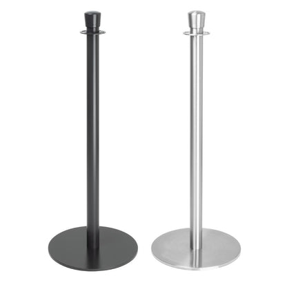 Bolero Flat Base Barrier Posts Brushed Stainless Steel (2 pack) (Height: 960mm | Pack Quantity: 2) • PAS-GP639