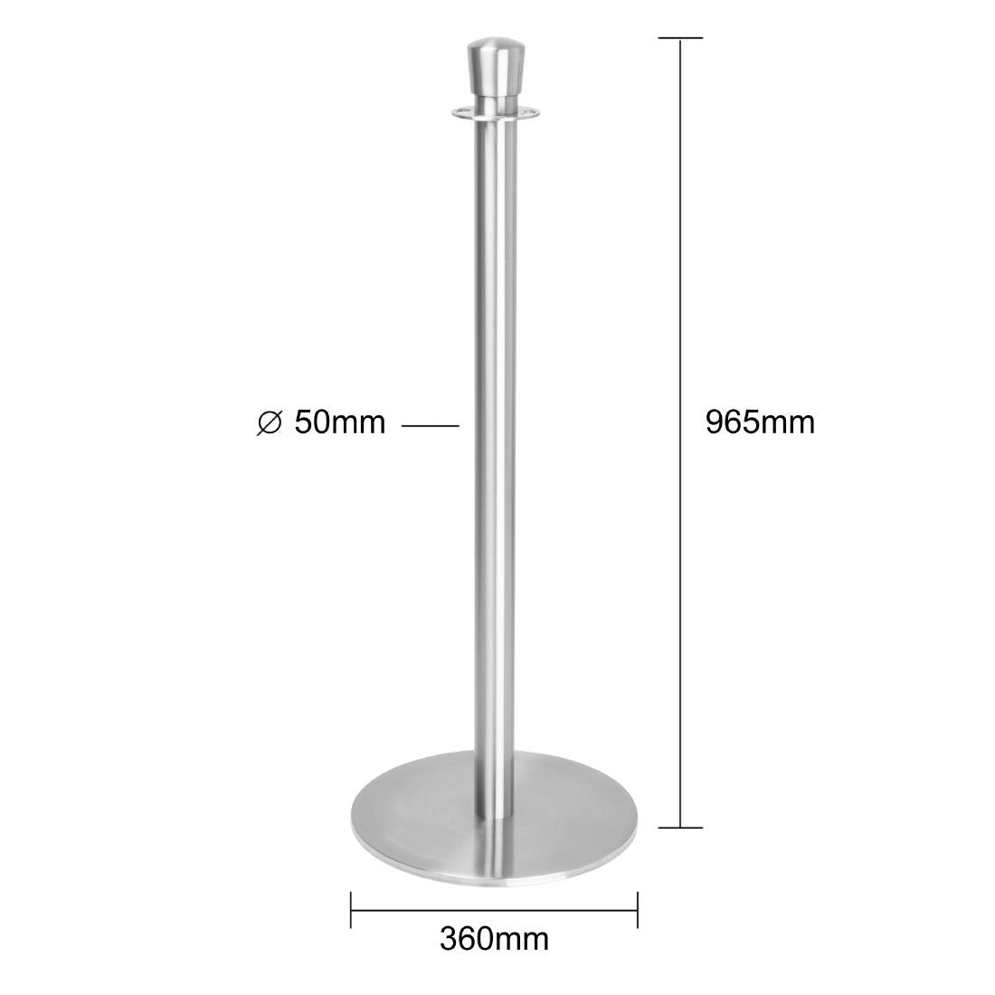 Bolero Flat Base Barrier Posts Brushed Stainless Steel (2 pack) (Height: 960mm | Pack Quantity: 2) • PAS-GP639