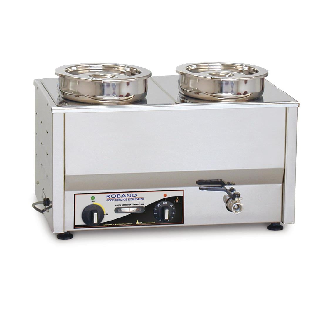 Roband Counter Top Bain-Marie c/w 2 x 200mm round (7.25L) Pot & Lid (B2B) • PAS-GP887