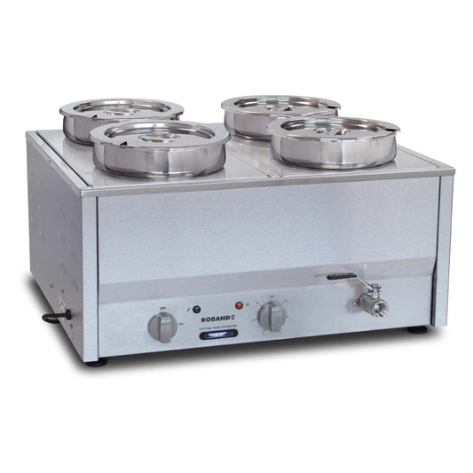 Roband Counter Top Bain-Marie c/w 4 x 200mm round (7.25Ltr) Pot & Lid • PAS-GP895