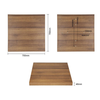 Bolero Pre-drilled Square Table Top Rustic Oak 700mm • PAS-GR330