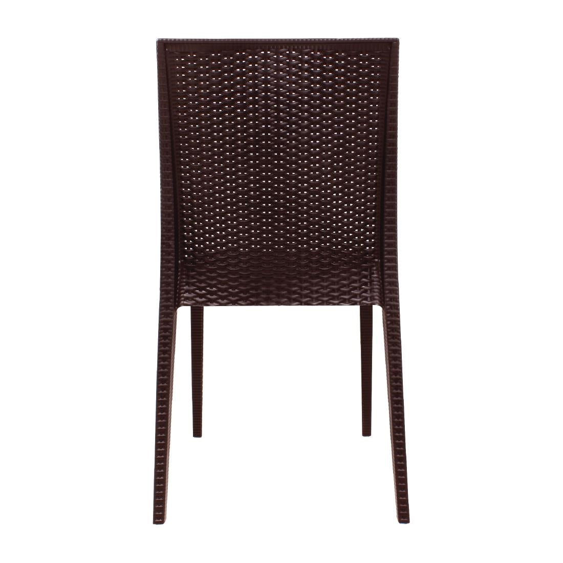 Bolero PP Rattan Bistro Side Chairs Brown (4 Pack) • PAS-GR361