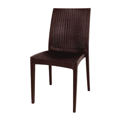 Bolero PP Rattan Bistro Side Chairs Brown (4 Pack) • PAS-GR361