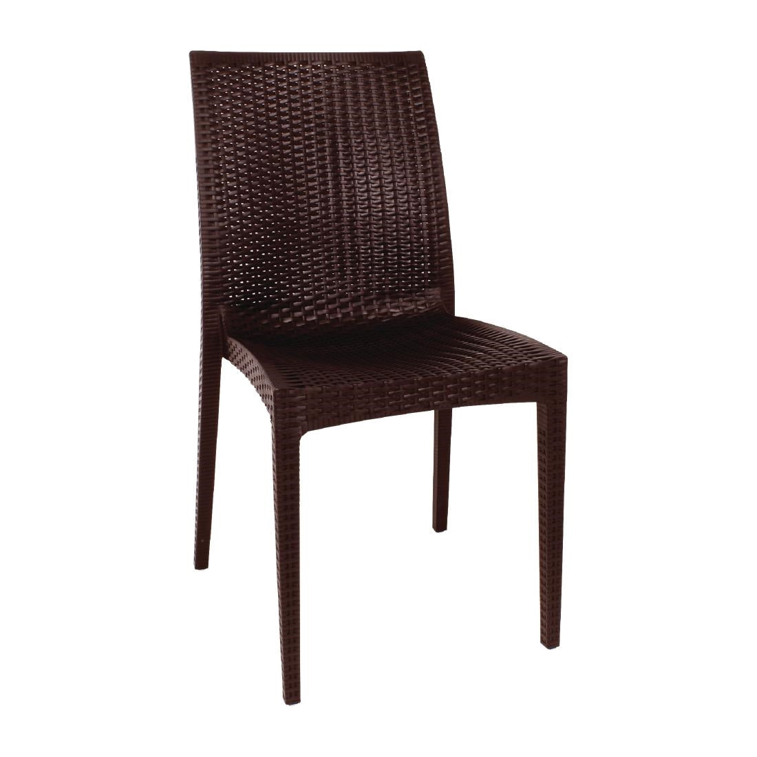 Bolero PP Rattan Bistro Side Chairs Brown (4 Pack) • PAS-GR361