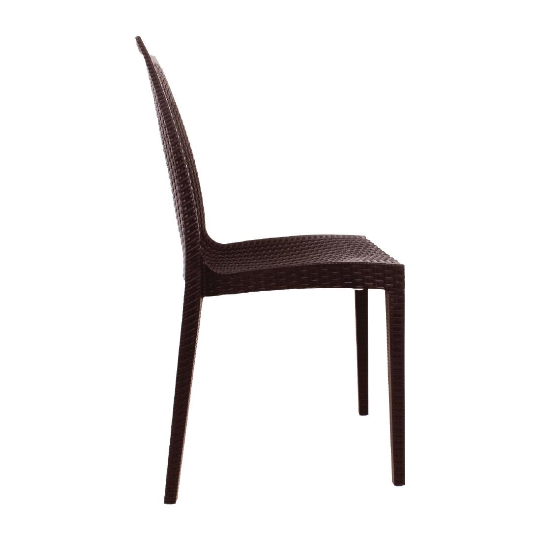 Bolero PP Rattan Bistro Side Chairs Brown (4 Pack) • PAS-GR361