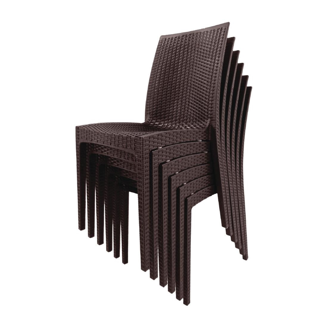 Bolero PP Rattan Bistro Side Chairs Brown (4 Pack) • PAS-GR361