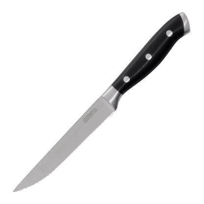 Olympia Premium Riveted Steak Knives with Black ABS Handles (6 Pack) • PAS-GR919