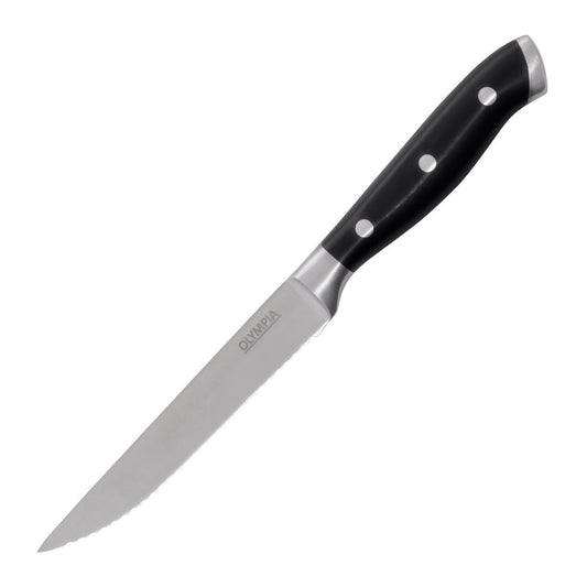 Olympia Premium Riveted Steak Knives with Black ABS Handles (6 Pack) • PAS-GR919
