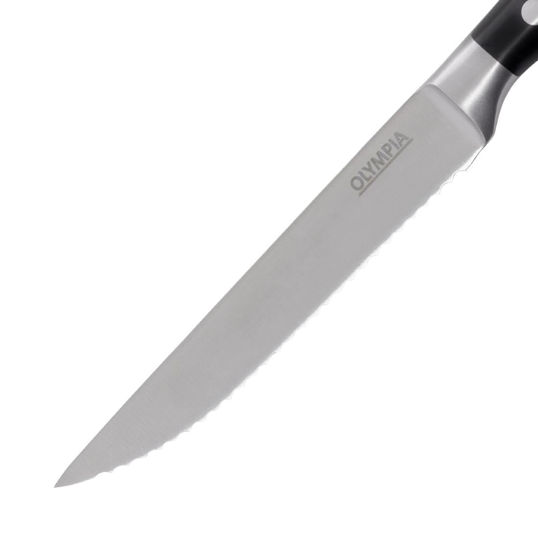 Olympia Premium Riveted Steak Knives with Black ABS Handles (6 Pack) • PAS-GR919