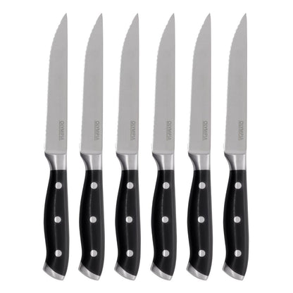 Olympia Premium Riveted Steak Knives with Black ABS Handles (6 Pack) • PAS-GR919
