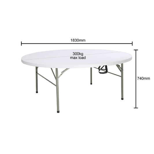 Bolero Round Centre Folding Table 6ft White • PAS-HC270