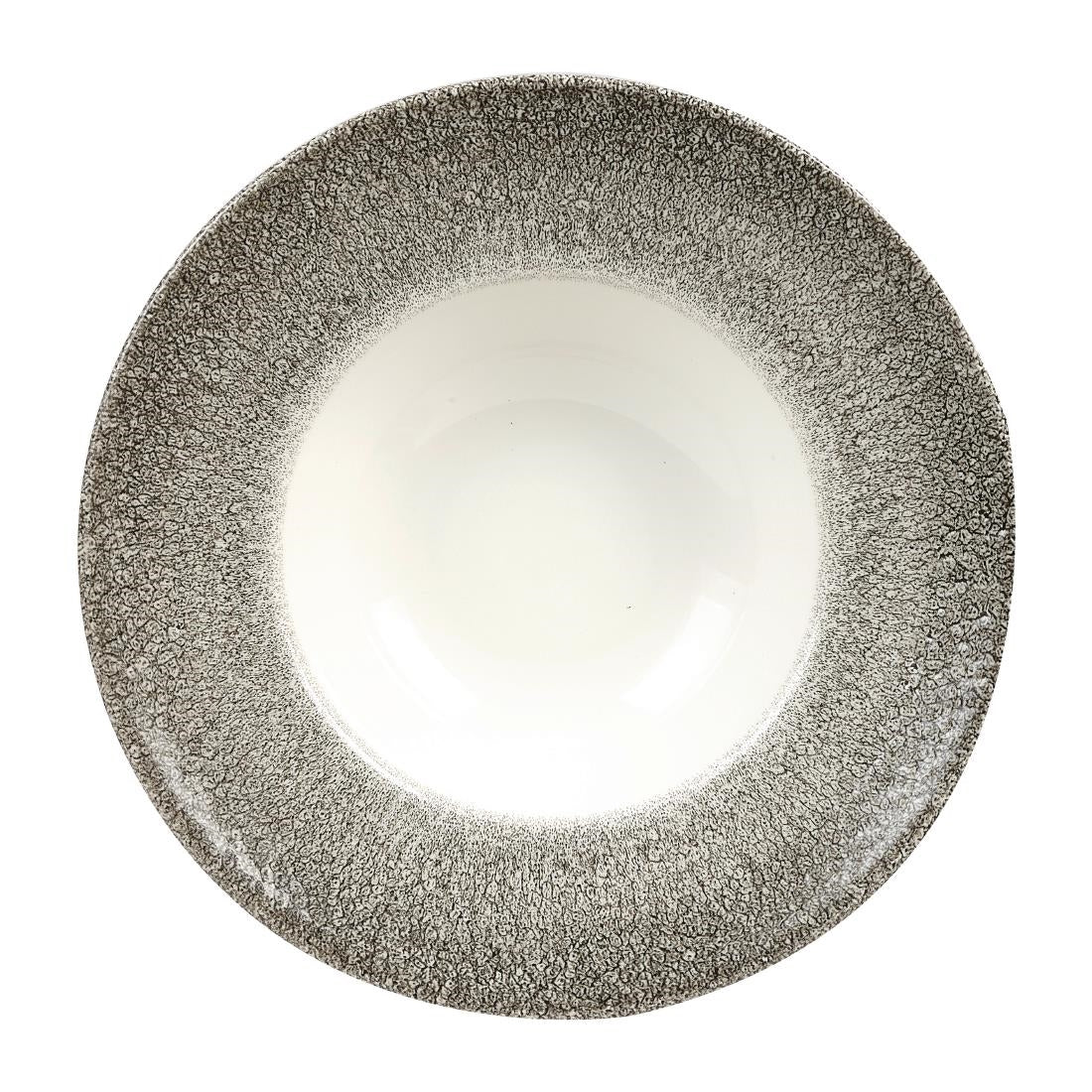 Churchill Studio Prints Raku Round Wide Rim Bowls White & Quartz Black 280mm • PAS-HC773