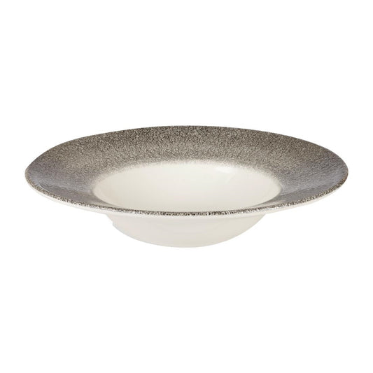 Churchill Studio Prints Raku Round Wide Rim Bowls White & Quartz Black 280mm • PAS-HC773