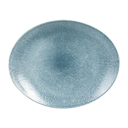 Churchill Studio Prints Raku Oval Coupe Plates Topaz Blue 317mm (Pack of 12) • PAS-HC784