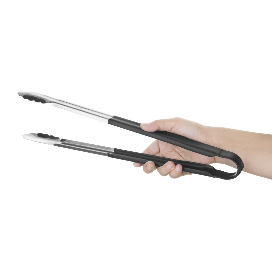 Hygiplas Colour Coded Black Serving Tongs 405mm • PAS-HC848
