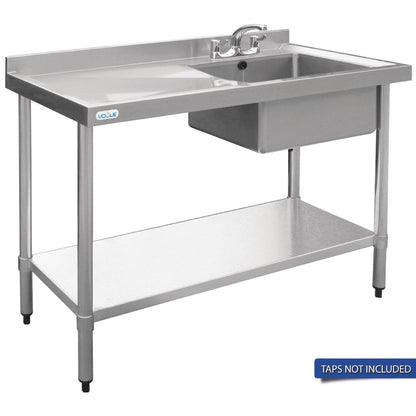 Vogue Single Bowl Sink L/H Drainer - 1200mm 90mm Drain • PAS-HC902