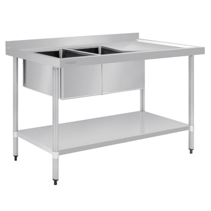 Vogue Double Bowl Sink R/H Drainer - 1500mm 90mm Drain • PAS-HC904