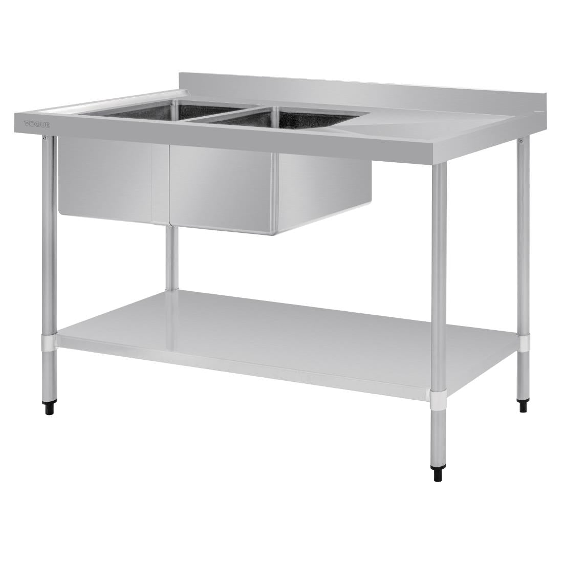 Vogue Double Bowl Sink R/H Drainer - 1500mm 90mm Drain • PAS-HC904