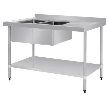 Vogue Double Bowl Sink R/H Drainer - 1500mm 90mm Drain • PAS-HC904