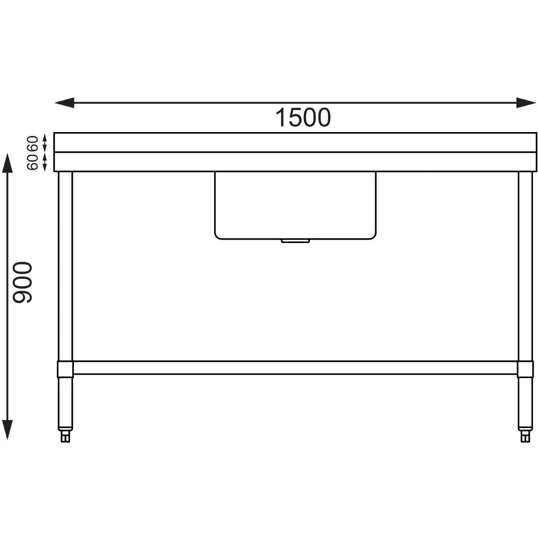 Vogue Single Bowl Sink Double Drainer - 1500mm 90mm Drain • PAS-HC906