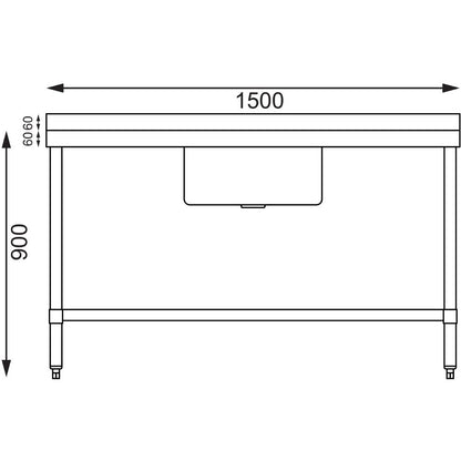 Vogue Single Bowl Sink Double Drainer - 1500mm 90mm Drain • PAS-HC906