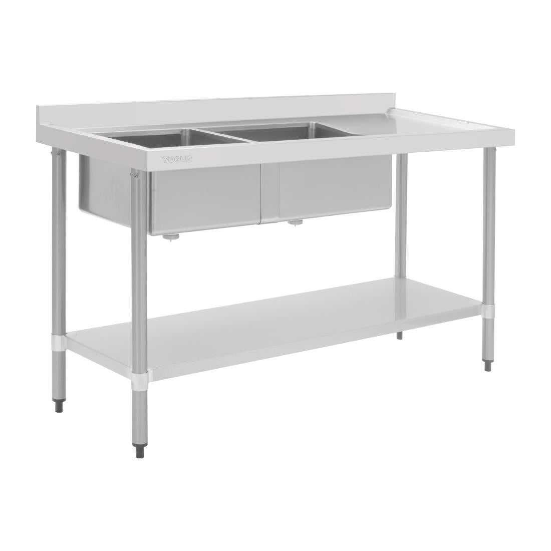 Vogue Double Bowl Sink R/H Drainer - 1800mm 90mm Drain • PAS-HC907