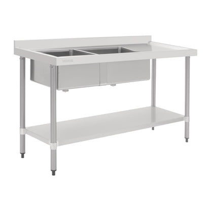 Vogue Double Bowl Sink R/H Drainer - 1800mm 90mm Drain • PAS-HC907
