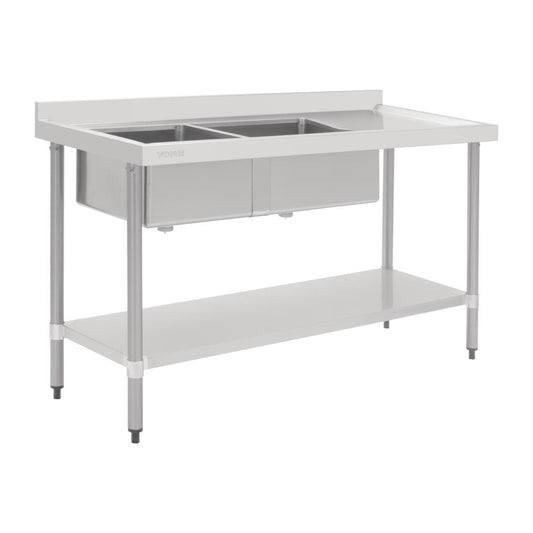 Vogue Double Bowl Sink R/H Drainer - 1800mm 90mm Drain • PAS-HC907