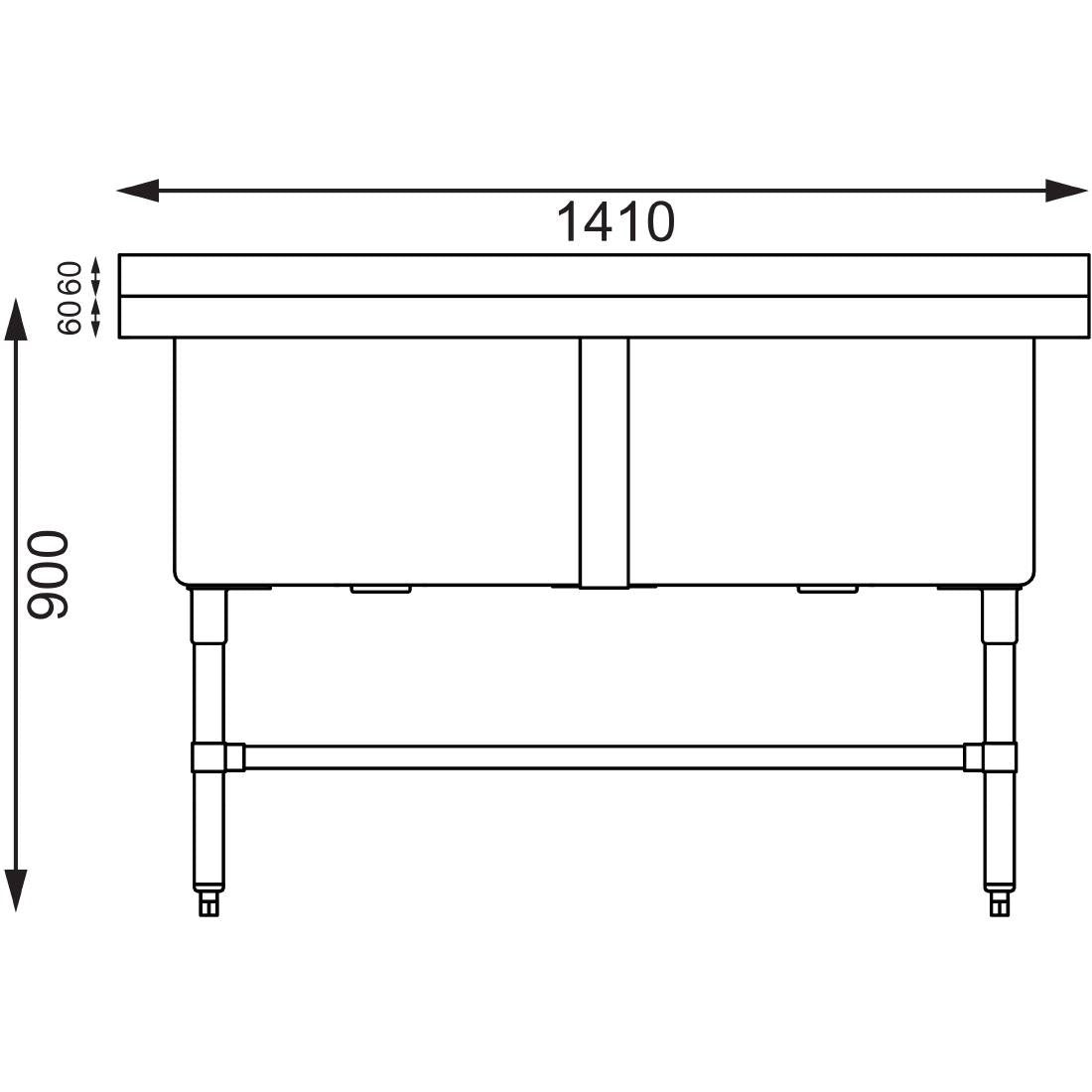 Vogue Double Deep Pot Sink 90mm Drain • PAS-HC911