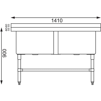 Vogue Double Deep Pot Sink 90mm Drain • PAS-HC911