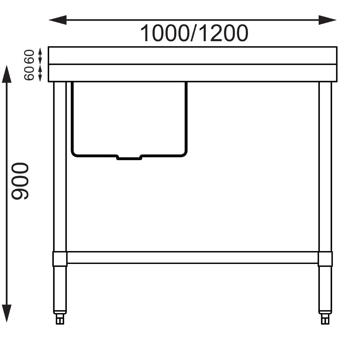 Vogue Single Bowl Sink R/H Drainer - 1200mm x 700mm 90mm Drain • PAS-HC915