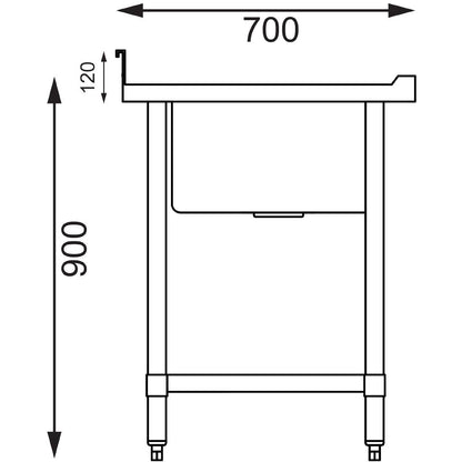 Vogue Single Bowl Sink R/H Drainer - 1000mm x700mm  90mm Drain • PAS-HC912