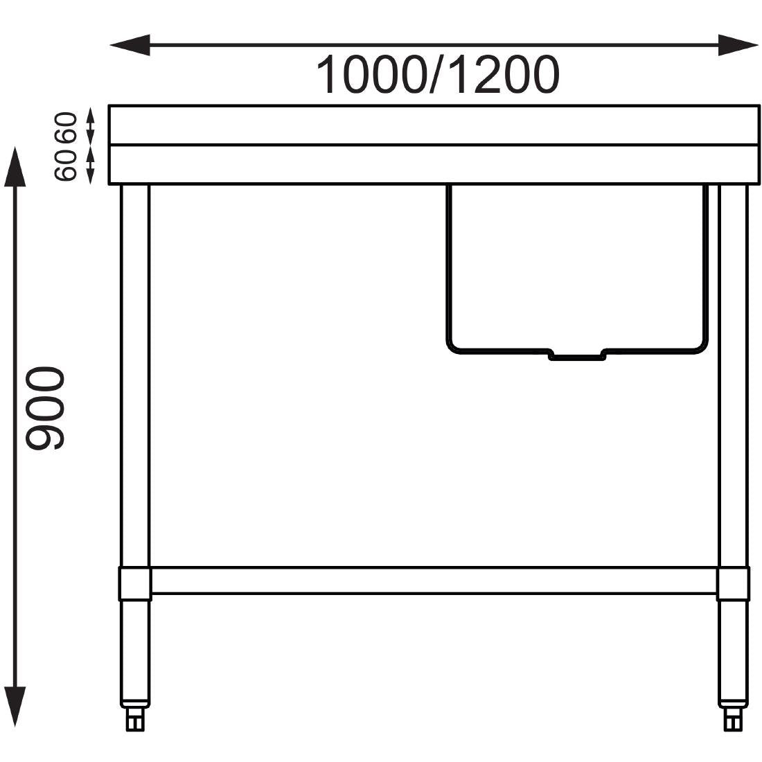 Vogue Single Bowl Sink L/H Drainer - 1200mm x700mm 90mm Drain • PAS-HC914