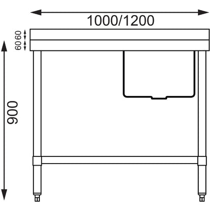 Vogue Single Bowl Sink L/H Drainer - 1200mm x700mm 90mm Drain • PAS-HC914