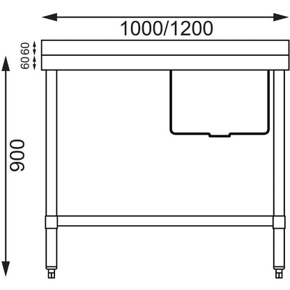 Vogue Single Bowl Sink L/H Drainer - 1000mm x 700mm 90mm Drain • PAS-HC913
