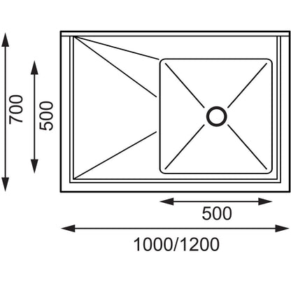 Vogue Single Bowl Sink L/H Drainer - 1200mm x700mm 90mm Drain • PAS-HC914