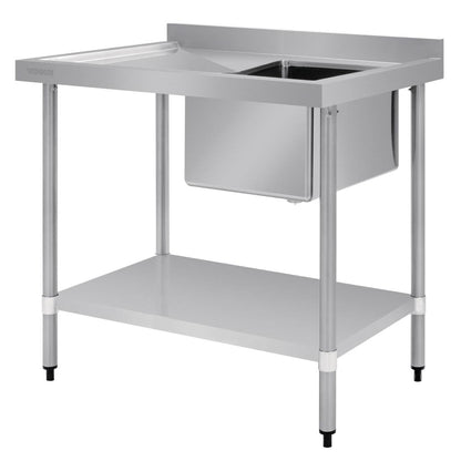 Vogue Single Bowl Sink L/H Drainer - 1000mm x 700mm 90mm Drain • PAS-HC913