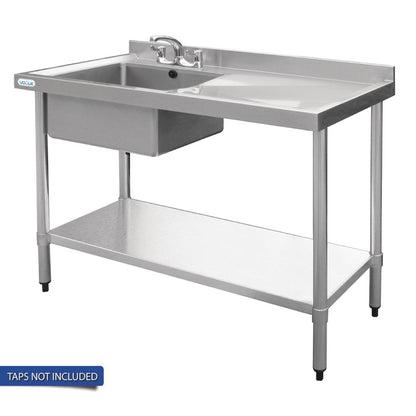 Vogue Single Bowl Sink R/H Drainer - 1200mm x 700mm 90mm Drain • PAS-HC915