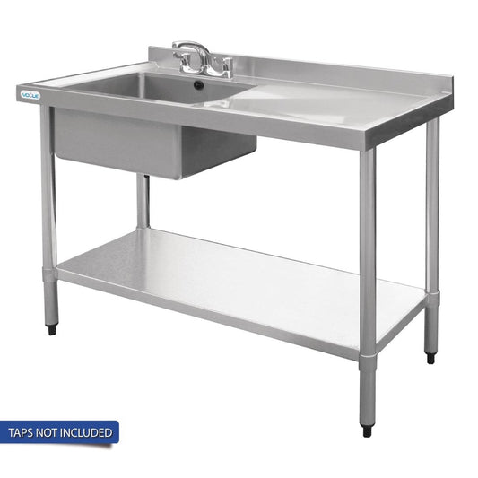 Vogue Single Bowl Sink R/H Drainer - 1200mm x 700mm 90mm Drain • PAS-HC915