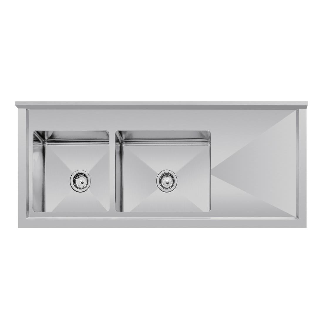 Vogue Double Bowl Sink R/H Drainer - 1500mm x 700mm  90mm Drain • PAS-HC916