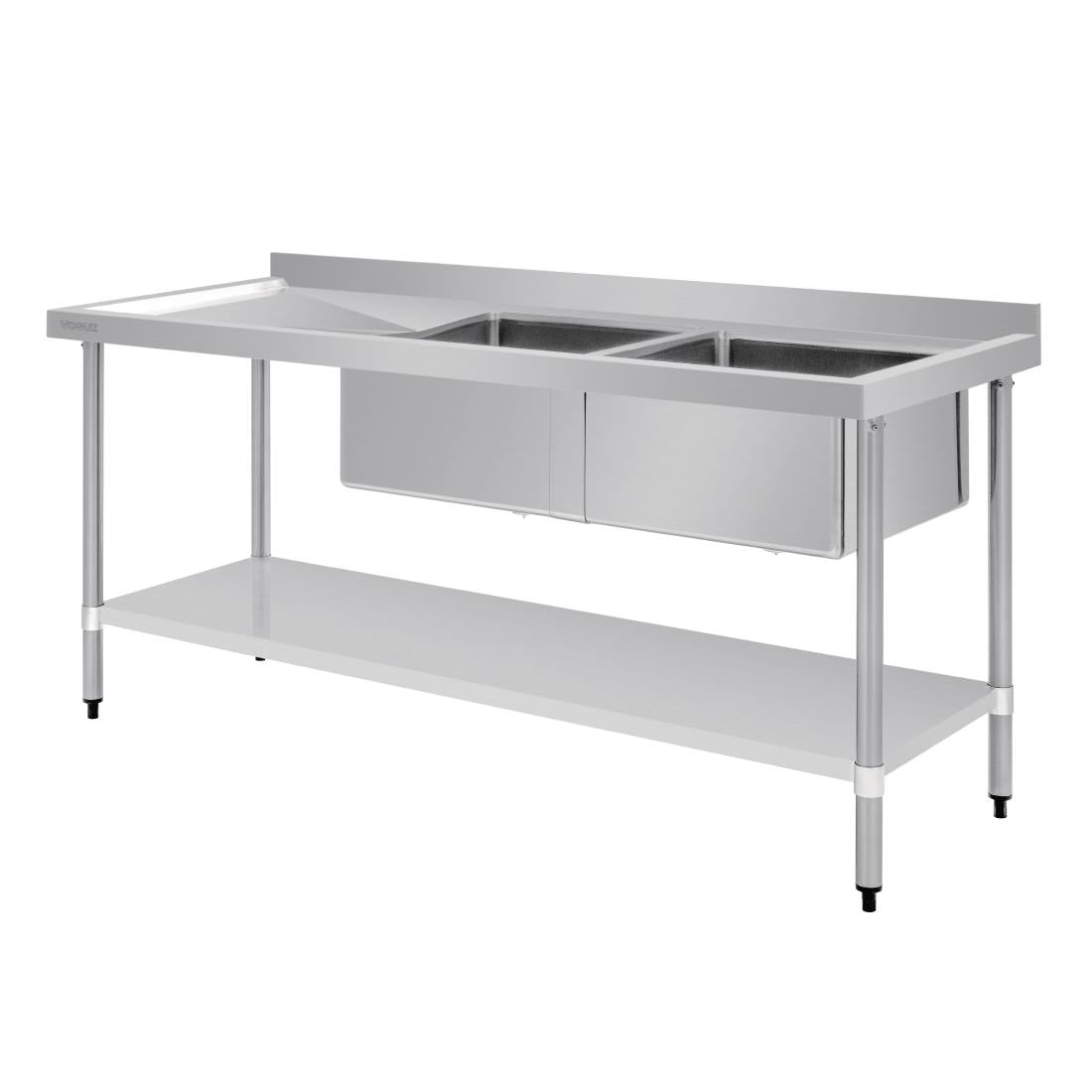 Vogue Double Bowl Sink L/H Drainer - 1800mm x 700mm 90mm Drain • PAS-HC920