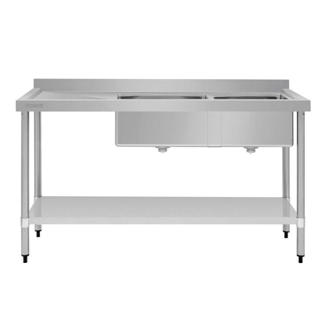 Vogue Double Bowl Sink L/H Drainer - 1800mm x 700mm 90mm Drain • PAS-HC920