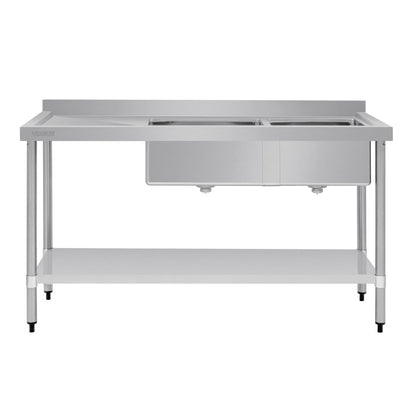 Vogue Double Bowl Sink L/H Drainer - 1800mm x 700mm 90mm Drain • PAS-HC920
