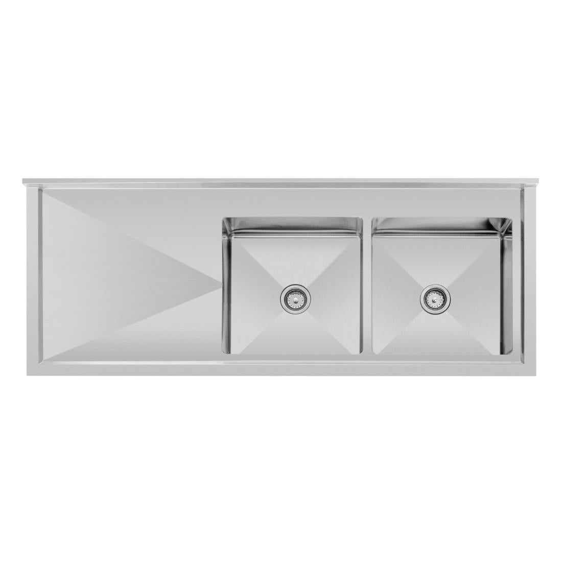 Vogue Double Bowl Sink L/H Drainer - 1800mm x 700mm 90mm Drain • PAS-HC920