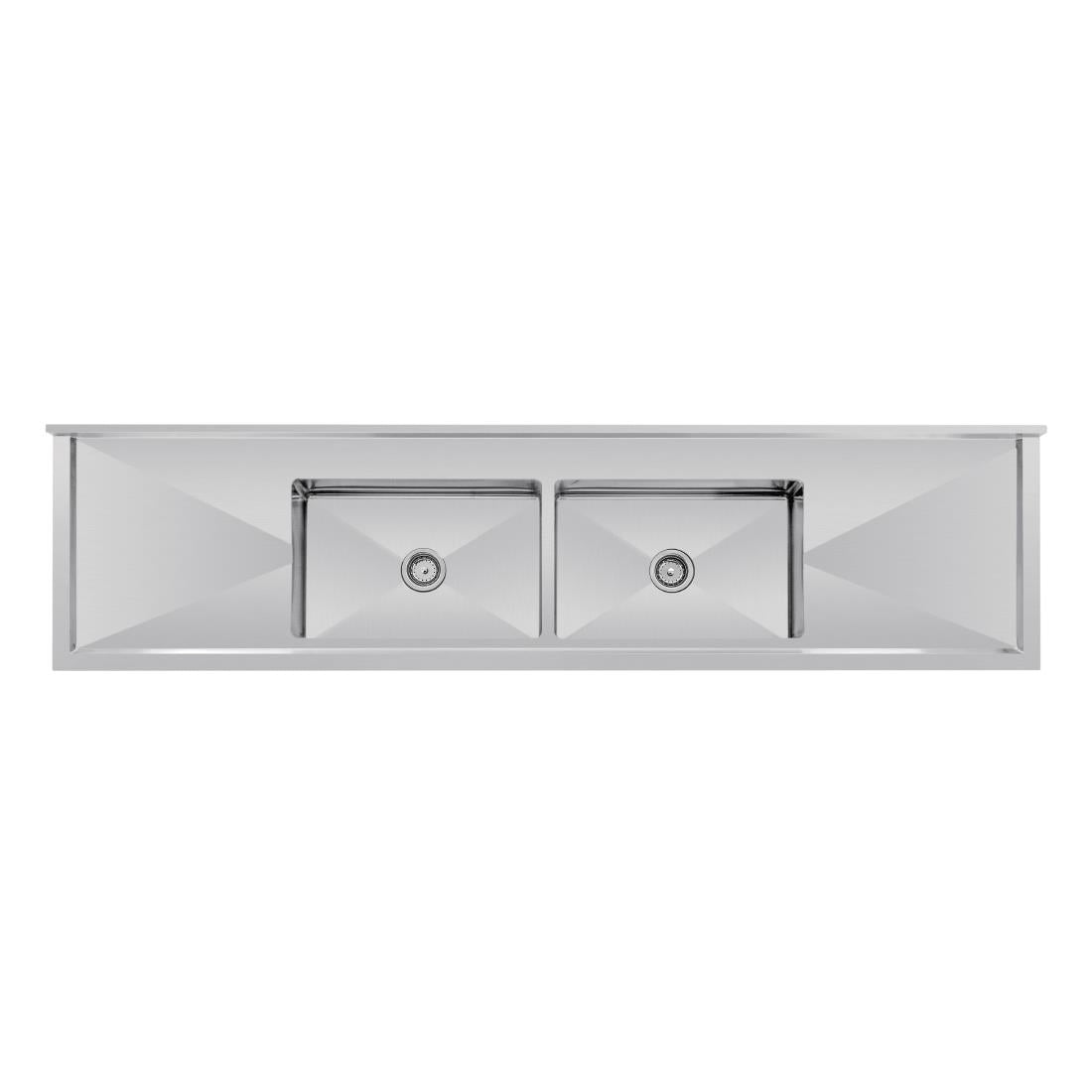 Vogue Double Bowl Sink Double Drainer - 2400mm x 700mm 90mm Drain • PAS-HC921