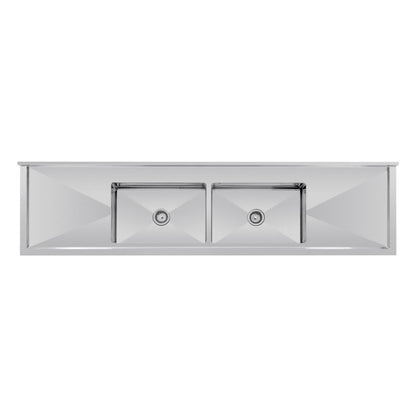 Vogue Double Bowl Sink Double Drainer - 2400mm x 700mm 90mm Drain • PAS-HC921