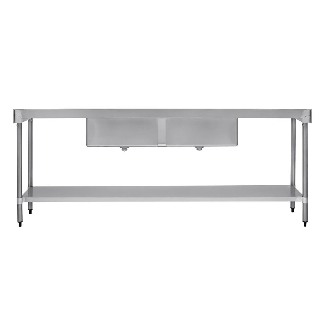 Vogue Double Bowl Sink Double Drainer - 2400mm x 700mm 90mm Drain • PAS-HC921