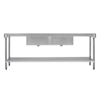 Vogue Double Bowl Sink Double Drainer - 2400mm x 700mm 90mm Drain • PAS-HC921